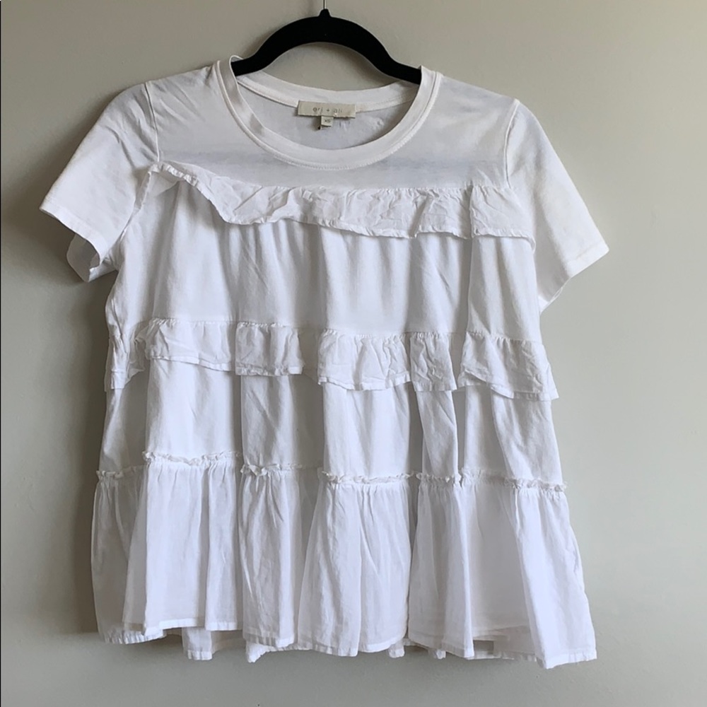Anthropologie Eri + Ali White ruffle top